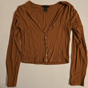 Forever 21 Button-Up Ribbed Top